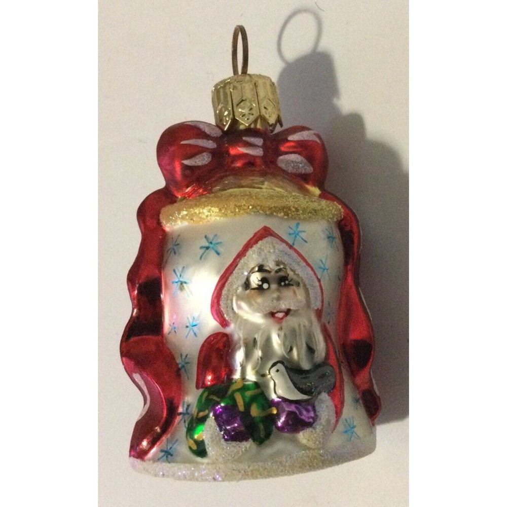 VINTAGE CHRISTOPHER RADKO ORNAMENT NICK O BELL SANTA WHITE RED 3”